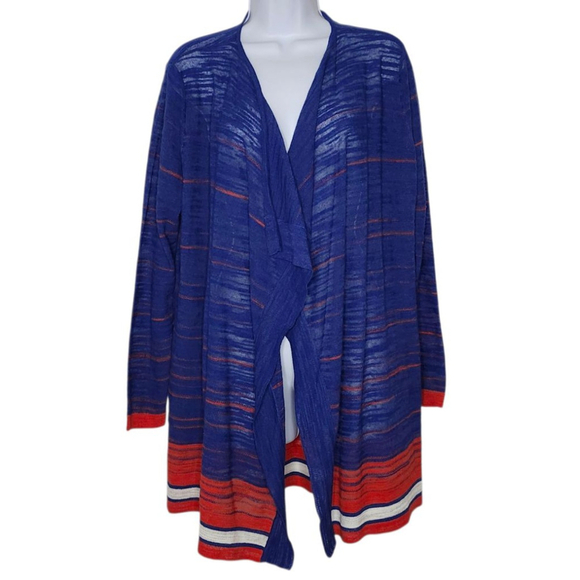 Tommy Hilfiger Sweaters - Tommy Hilfiger Waterfall Flyaway Open Cardigan Size M Red White Blue Patriotic